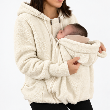 Babywearing hoodie with integrated front panel – fleece, zip, pockets | 2-in-1 maternity coat