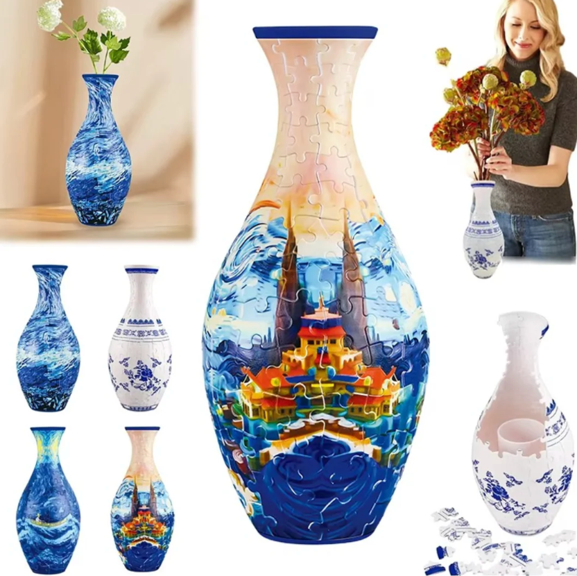 3D puzzle vase with watertight insert – build your own design | creative gift