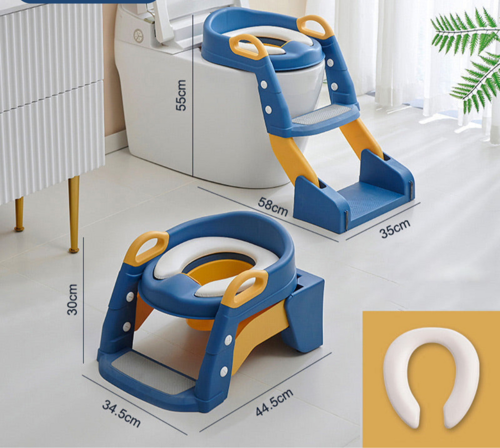 Toilet trainer with non-slip step stool – adjustable, foldable | toddler training