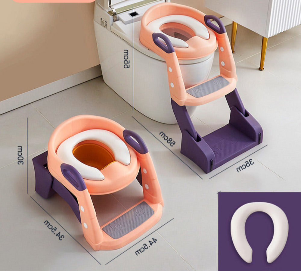 Toilet trainer with non-slip step stool – adjustable, foldable | toddler training