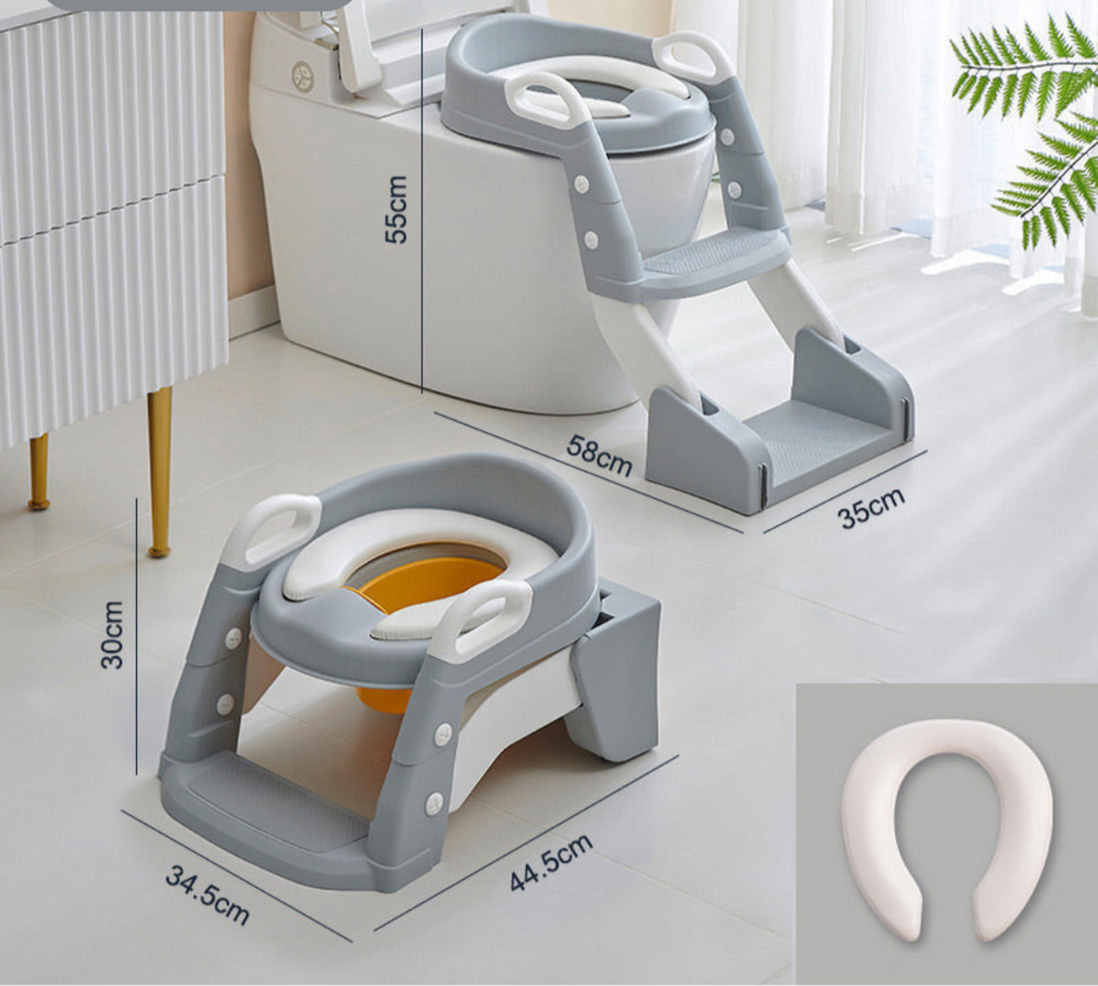 Toilet trainer with non-slip step stool – adjustable, foldable | toddler training