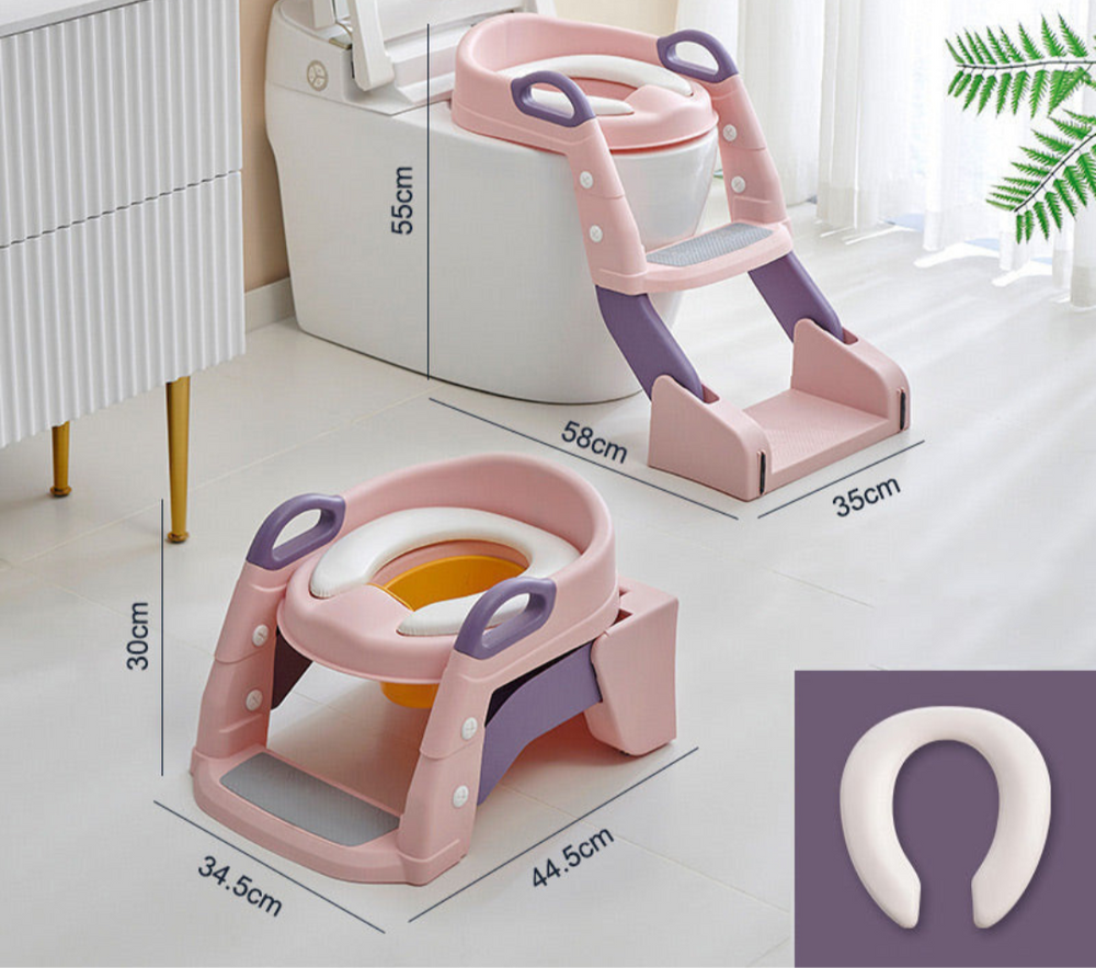 Toilet trainer with non-slip step stool – adjustable, foldable | toddler training