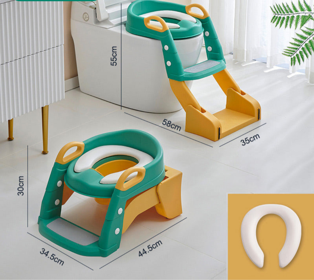 Toilet trainer with non-slip step stool – adjustable, foldable | toddler training