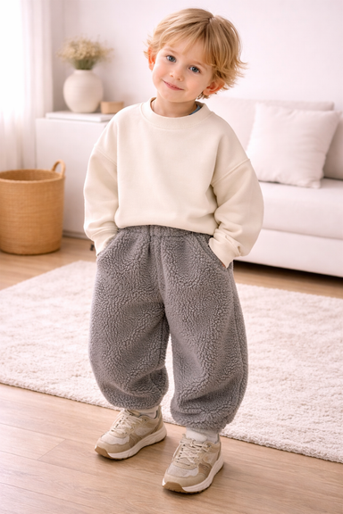 Teddy fleece joggers for kids – warm and stretchy | Toddler jogging bottoms