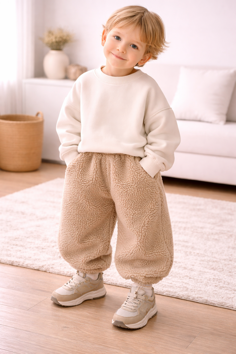 Teddy fleece joggers for kids – warm and stretchy | Toddler jogging bottoms