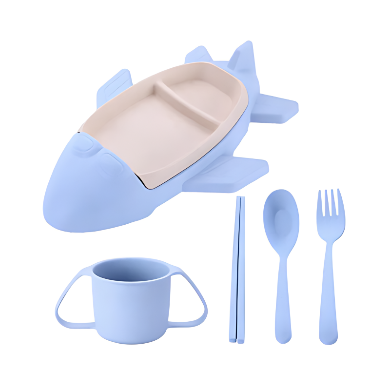 Children's eating set with vehicle-shaped tray – BPA-free, dishwasher-safe | toddler mealtime