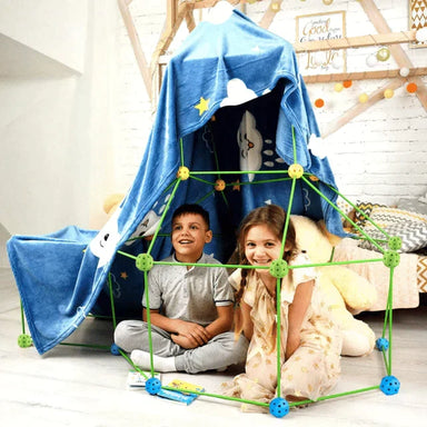 Fort building set for kids – connectors, rods and guide | ages 4+