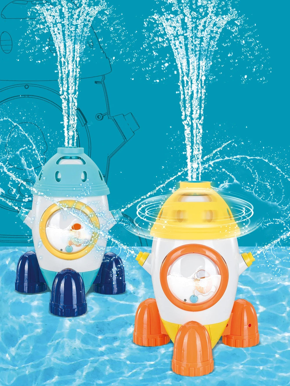 Rocket fountain water toy connects to garden hose – splashing fun, durable plastic | garden play