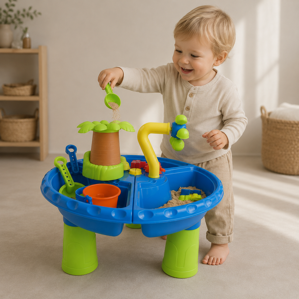 Sand and water table with 3-in-1 outdoor play – accessories, stimulates development | kids toy