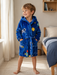 Children's dressing gown with space print – warm fleece, hood, pockets | boys