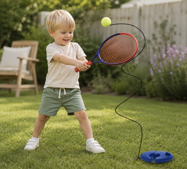 Tennis trainer with elastic and ball – trains technique, control and timing | solo practice
