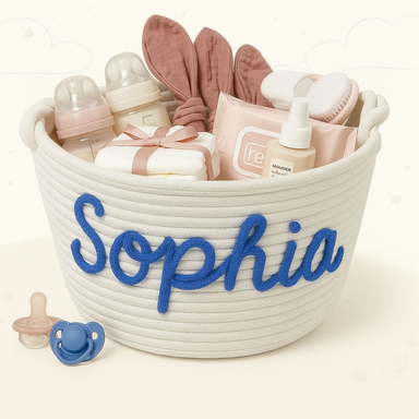 Personalised nappy basket with custom name – soft, stylish nursery storage | baby gift