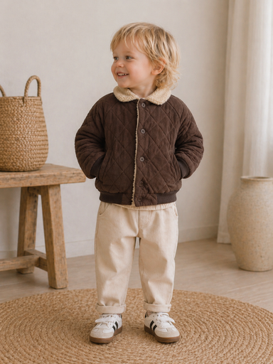 Quilted kids' coat with fleece lining – warm, soft, buttoned | boys & girls