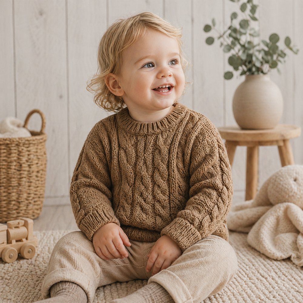 Knitted cable jumper keeps kids warm all season – soft cotton mix, machine washable | kids knitwear