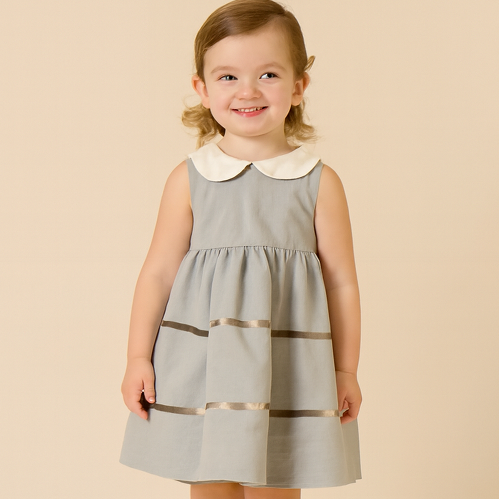 Organic cotton girls' dress with white collar – soft, comfortable, timeless | girls