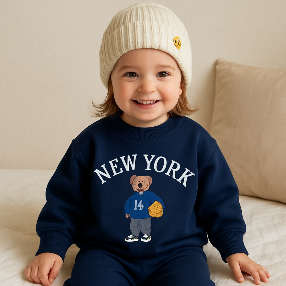 2-piece top & trousers set in soft cotton – breathable, stretchy, cute city design | baby outfit