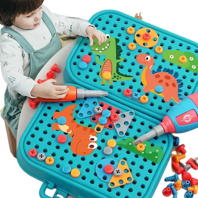 STEM mosaic building set with electric drill – Creative screwing and building fun | ages 3+