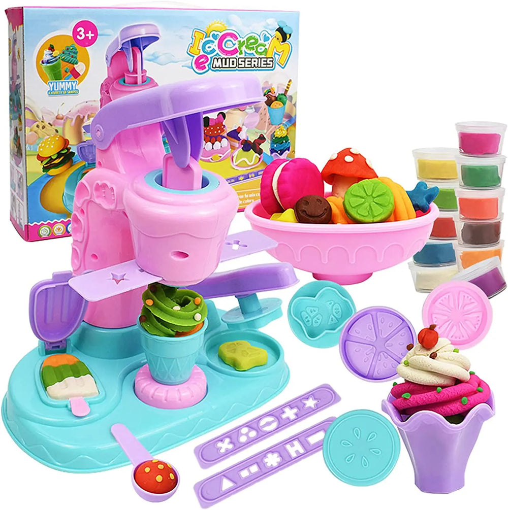 Clay ice cream playset with moulding machine – creative, screen-free play | kids toy set