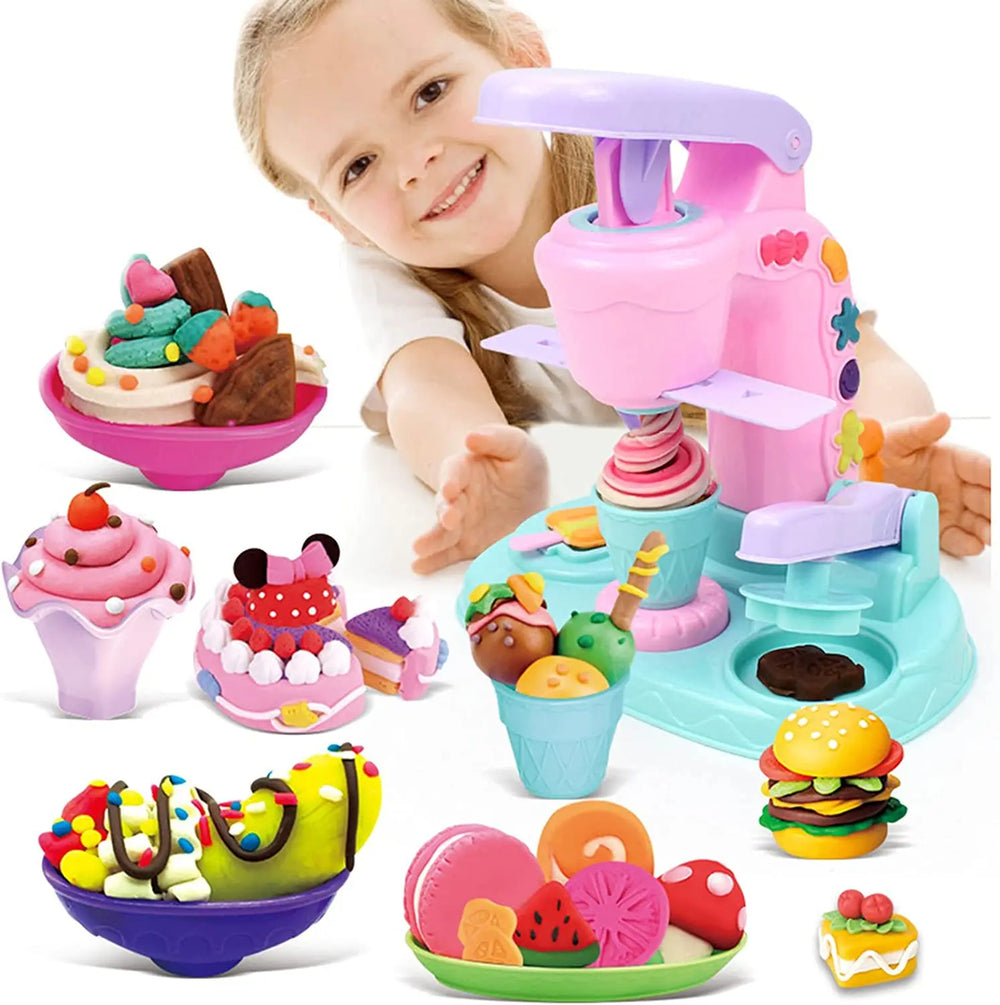 Clay ice cream playset with moulding machine – creative, screen-free play | kids toy set