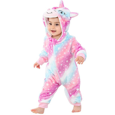 Warm hooded baby onesie in soft flannel – cosy winter romper | Babywear