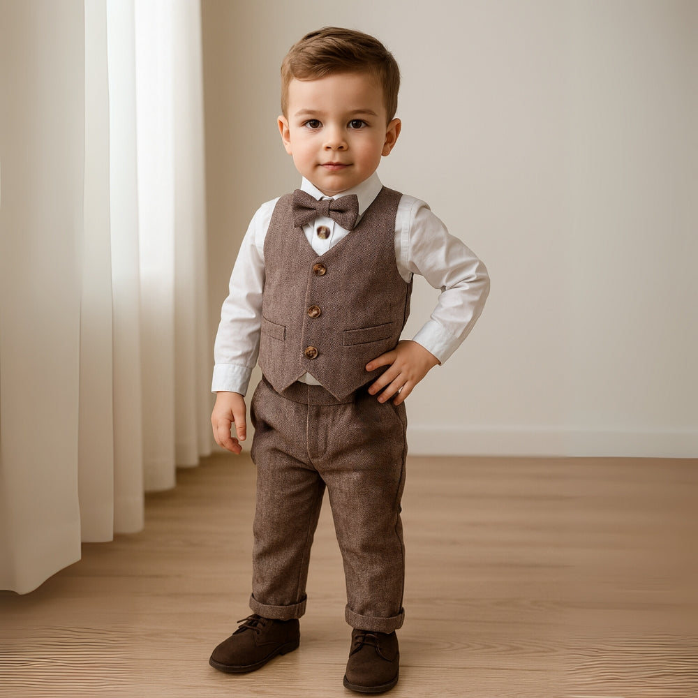 Party outfit set with waistcoat and bow tie – smart, comfortable fit | toddlers & kids