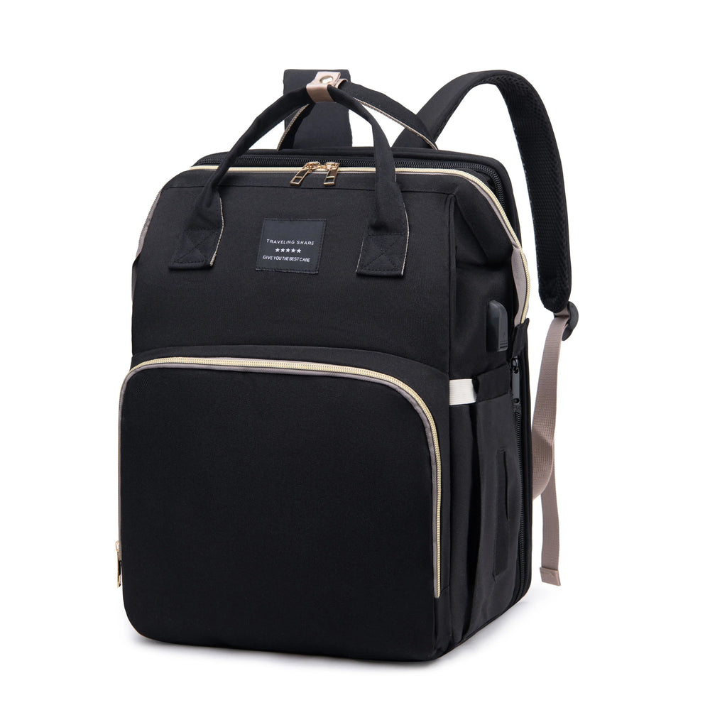 Changing bag with fold-out bed – waterproof, USB port, 16 pockets | Baby travel bag