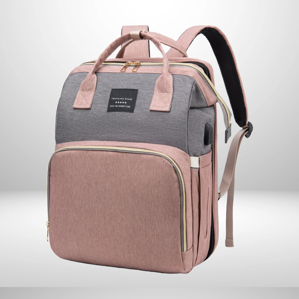 Changing bag with fold-out bed – waterproof, USB port, 16 pockets | Baby travel bag