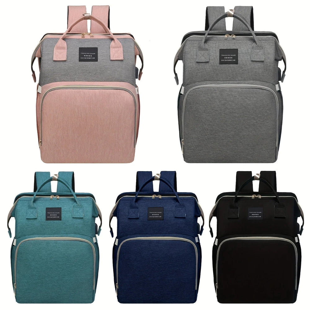 Changing bag with fold-out bed – waterproof, USB port, 16 pockets | Baby travel bag