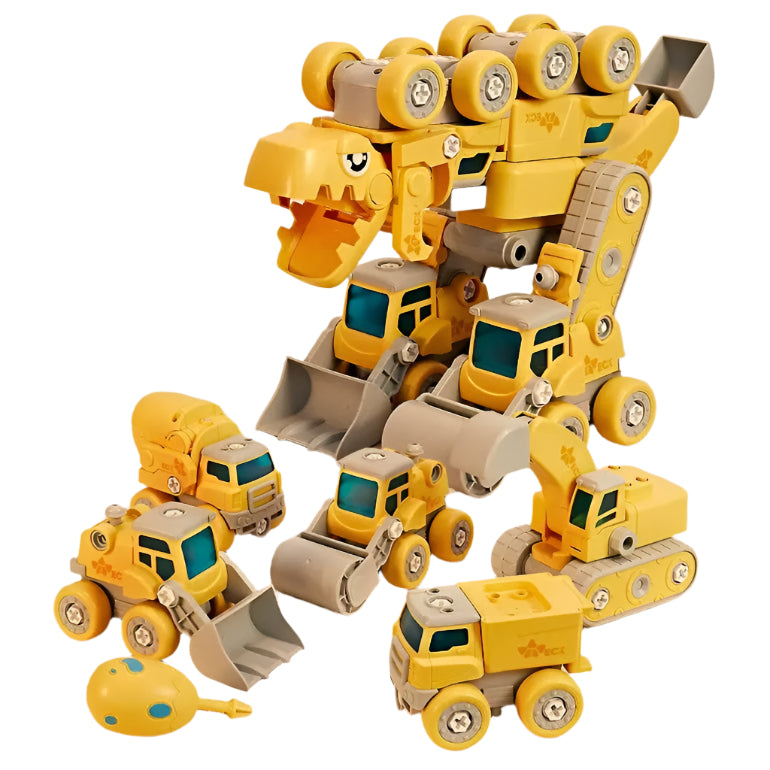 5-in-1 construction toy transforms into a robot – lights, sounds, 5 vehicles | kids building set