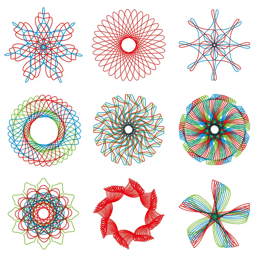 Spiral drawing set with gears creates unique patterns – 22 accessories, creative play | Kids 6+