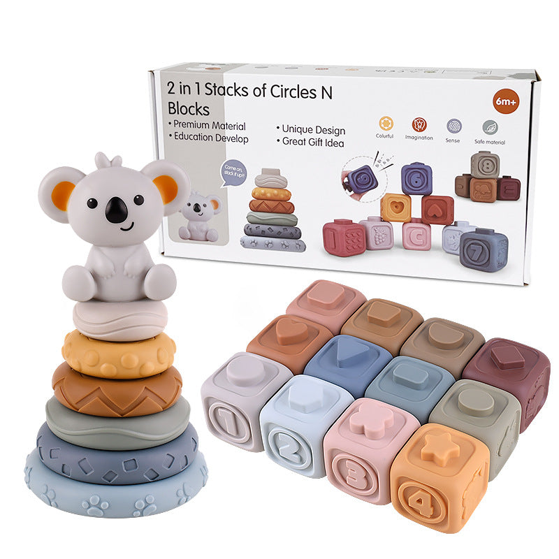 Baby teething ring & stacking toy set – soothes gums, boosts motor skills | sensory play