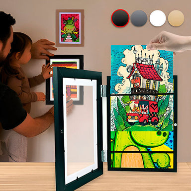 Sturdy wooden art frame for kids – break-resistant, elastic band | room decor