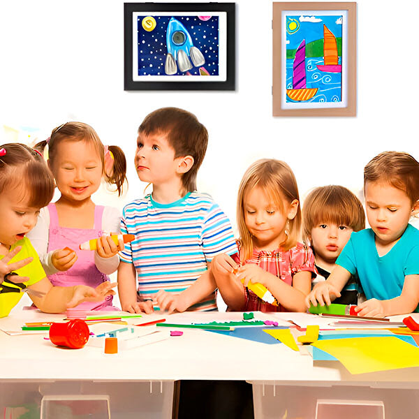 Sturdy wooden art frame for kids – break-resistant, elastic band | room decor