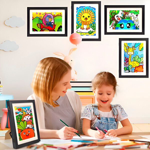 Sturdy wooden art frame for kids – break-resistant, elastic band | room decor