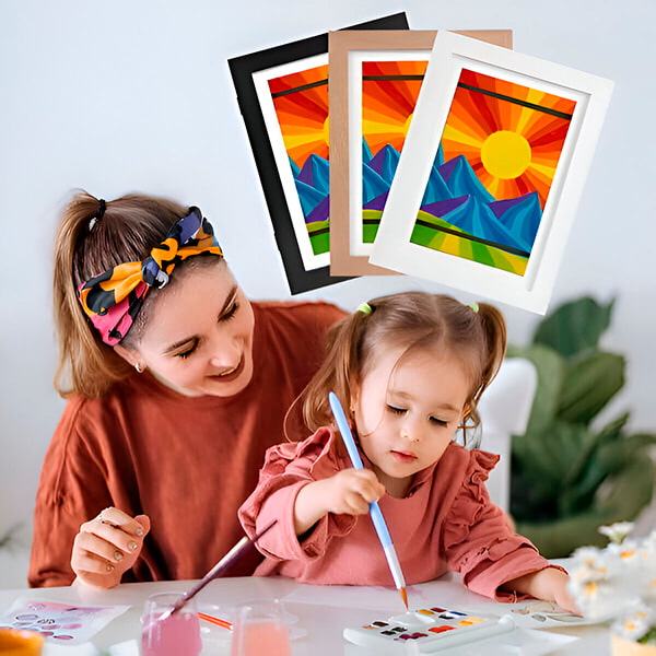 Sturdy wooden art frame for kids – break-resistant, elastic band | room decor