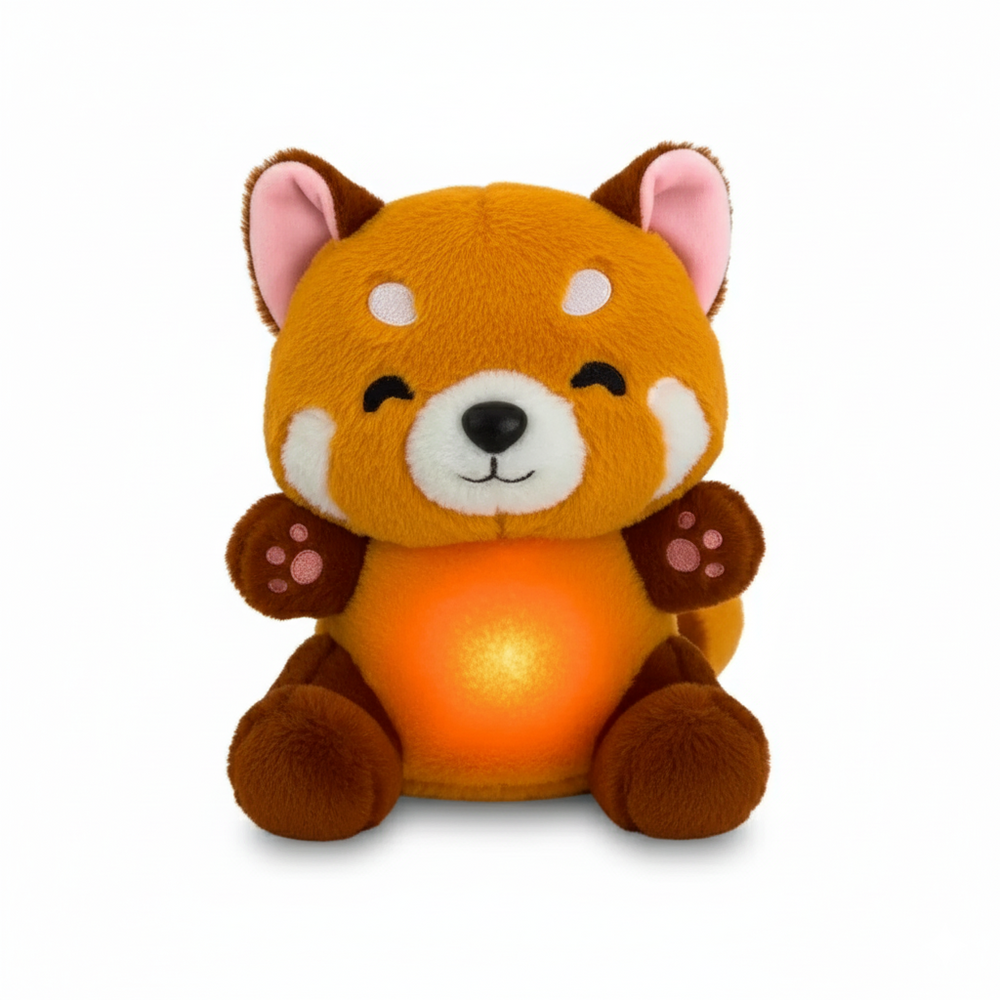 Soothing baby cuddly toy with breathing motion – music, night light & washable | sleep aid