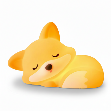 Fox night light in soft silicone – tap control, 3 settings, USB-C rechargeable | kids' lamp