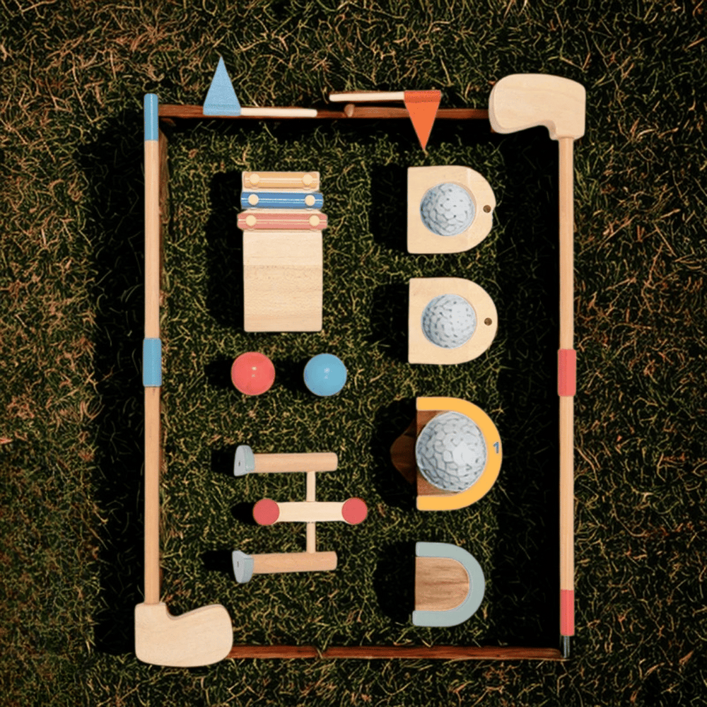 Wooden golf playset builds motor skills – durable, creative, indoor & outdoor | toddlers