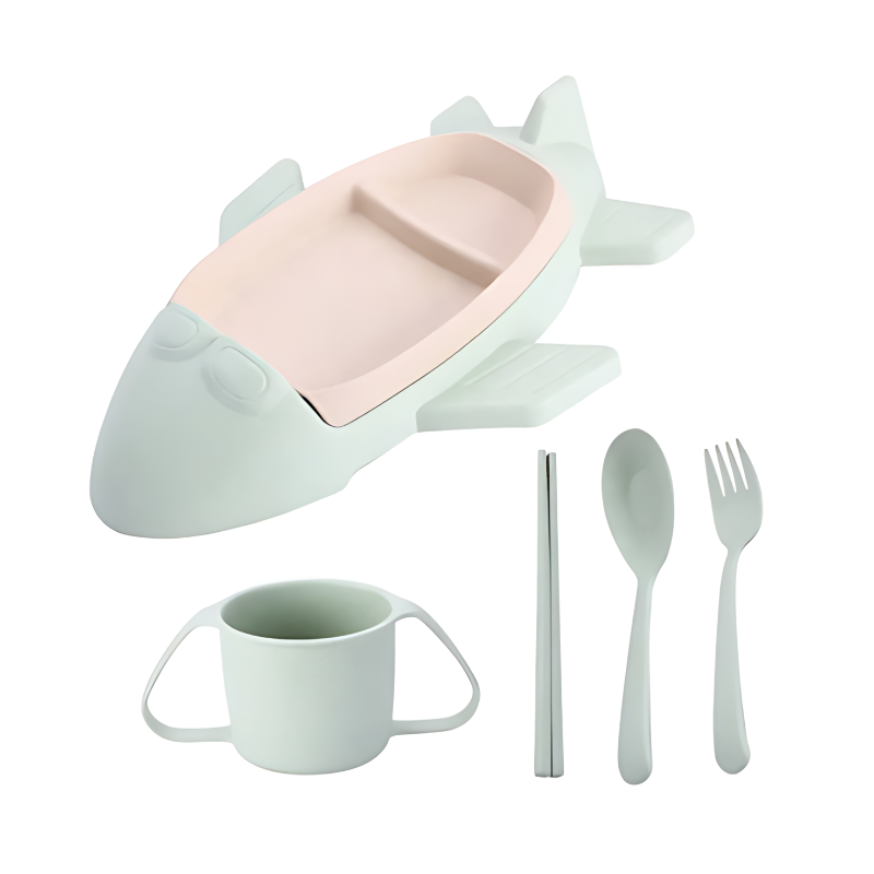 Children's eating set with vehicle-shaped tray – BPA-free, dishwasher-safe | toddler mealtime