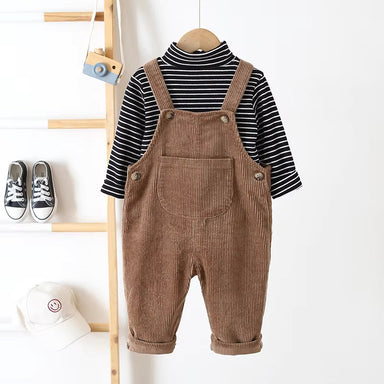 Rib overall keeps baby warm all year – soft cotton, easy to put on | Unisex dungarees