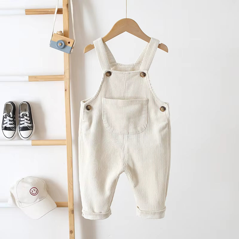 Rib overall keeps baby warm all year – soft cotton, easy to put on | Unisex dungarees