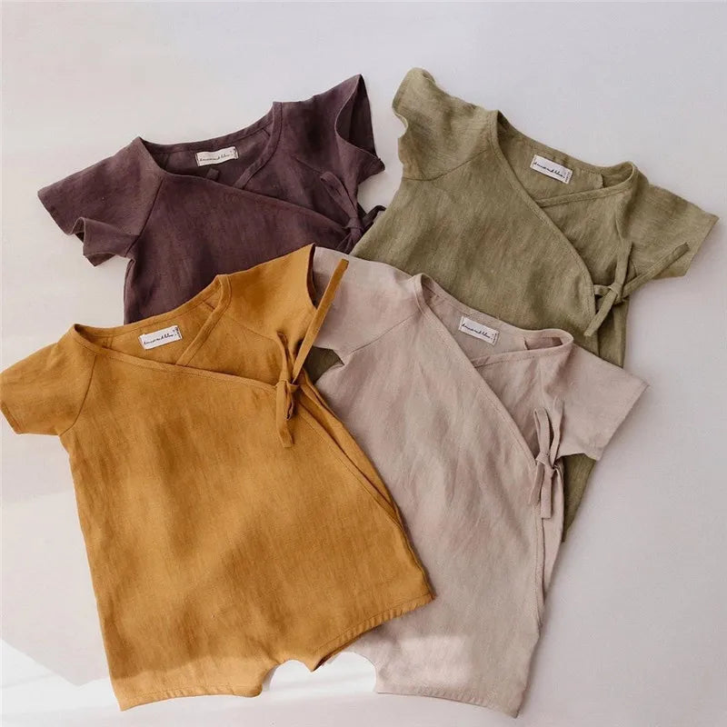 Linen summer romper for babies – breathable, soft and unisex | Little ones