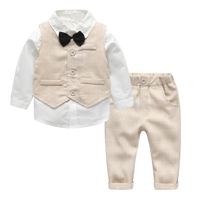 Baby boy's 3-piece party outfit – blouse, gilet & trousers | smart occasion wear