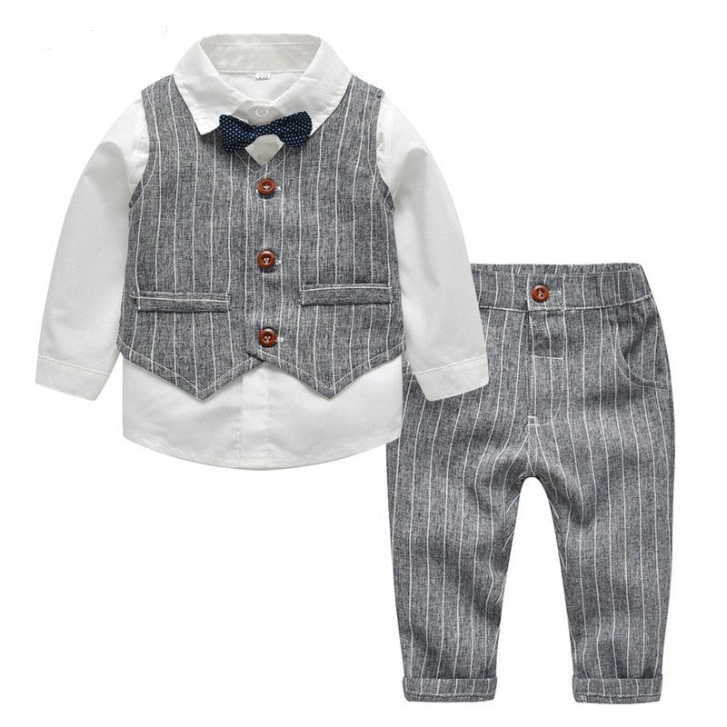 Baby boy's 3-piece party outfit – blouse, gilet & trousers | smart occasion wear