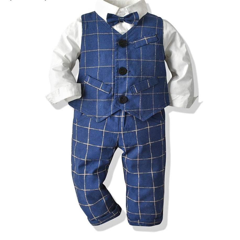 Baby boy's 3-piece party outfit – blouse, gilet & trousers | smart occasion wear