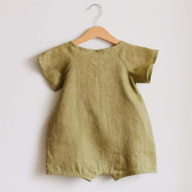 Linen summer romper for babies – breathable, soft and unisex | Little ones