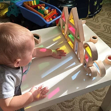 Wooden window blocks for creative building – stimulates imagination, colour play | educational toy