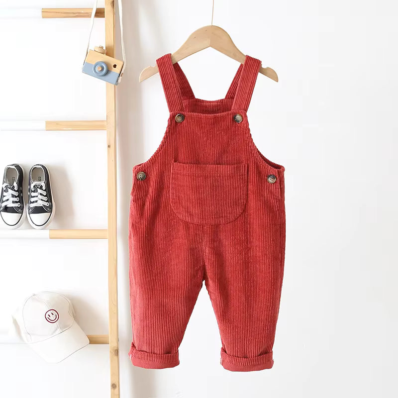 Rib overall keeps baby warm all year – soft cotton, easy to put on | Unisex dungarees