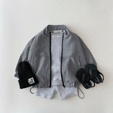 Lightweight jacket keeps girls comfortable – soft cotton, easy zip | checked print