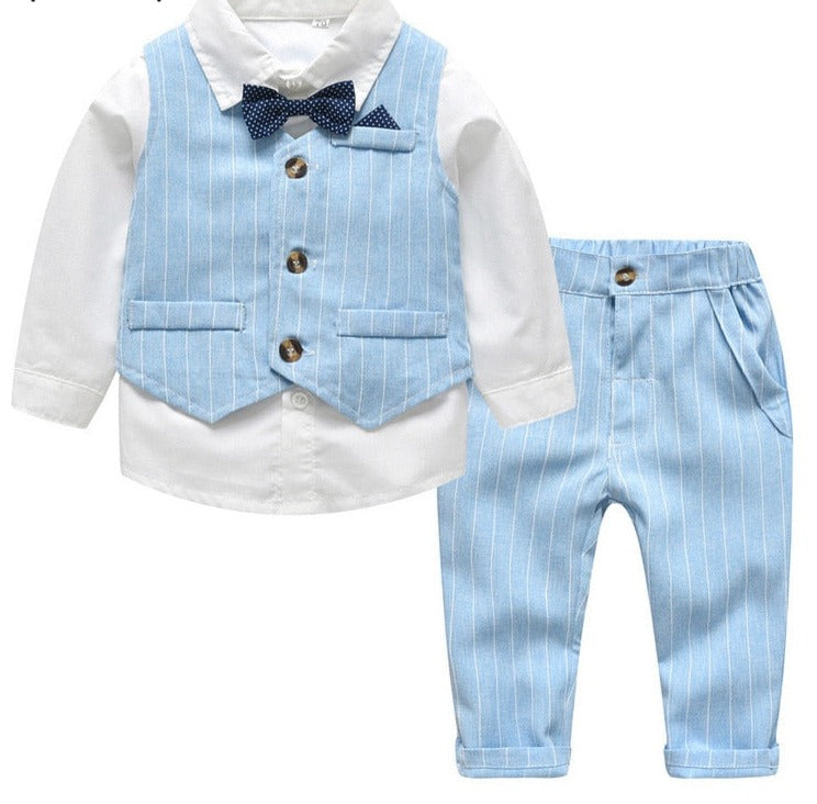 Baby boy's 3-piece party outfit – blouse, gilet & trousers | smart occasion wear